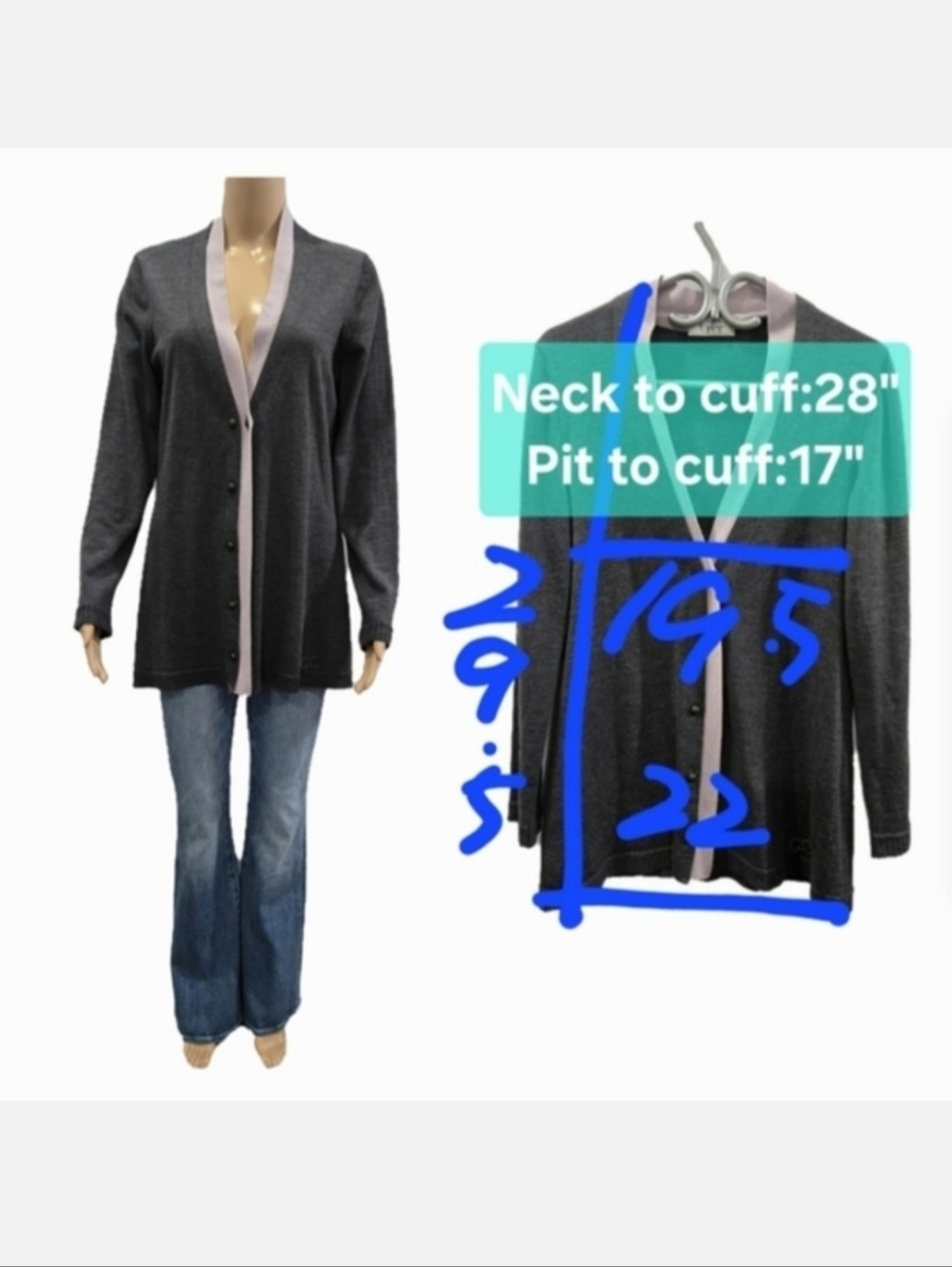 Giorgio Grati 100% New Wool Cardigan Size L